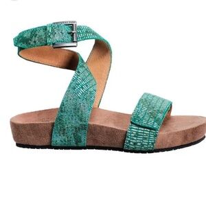 Revitalign swell ankle wrap orthotic sandals in jade lizard colorway size 9